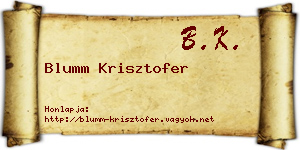 Blumm Krisztofer névjegykártya